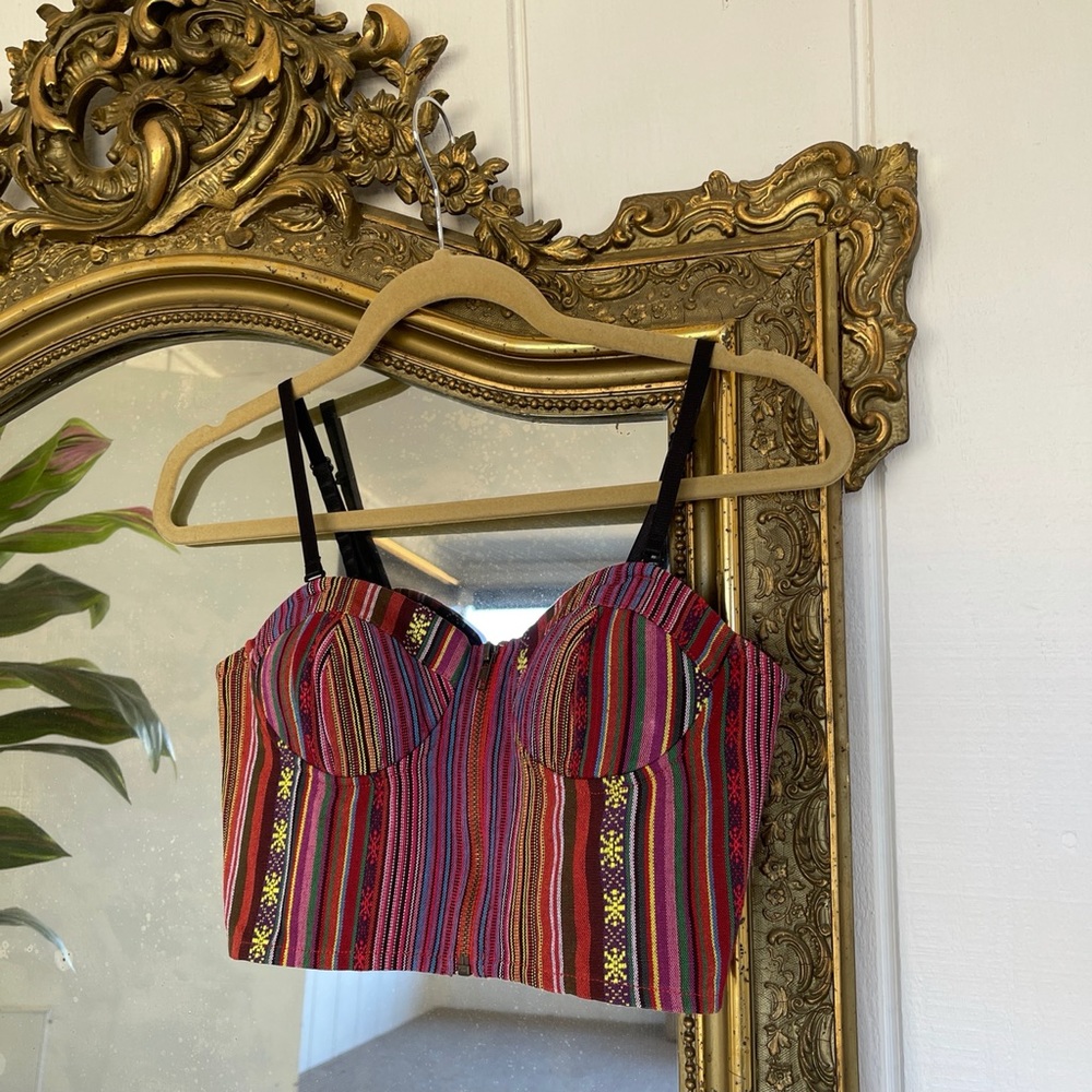 Colorful Woven Bustier Top